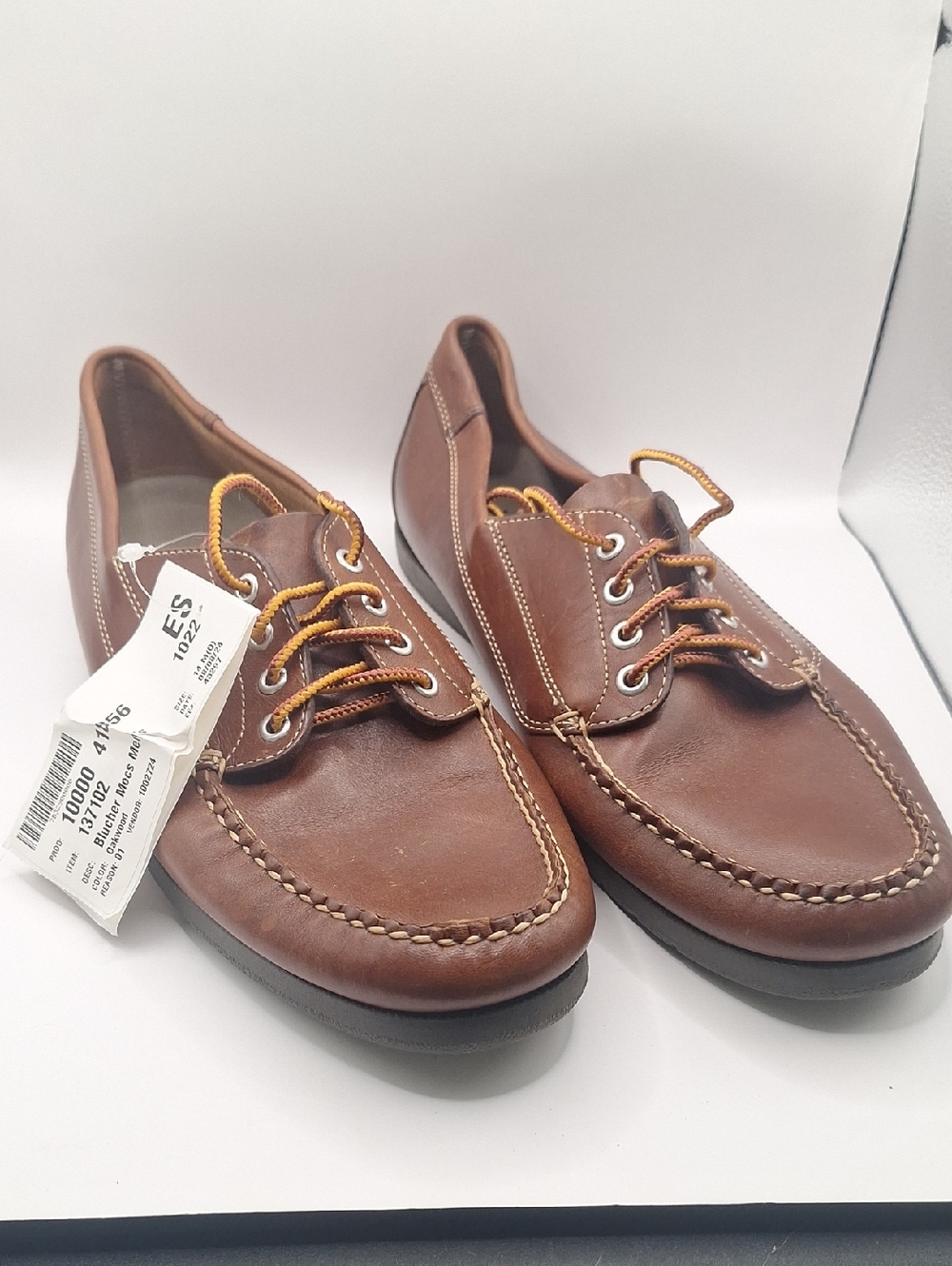 L.L. Bean Oakwood Leather Moc Toe Boat Shoes with Contrast Laces